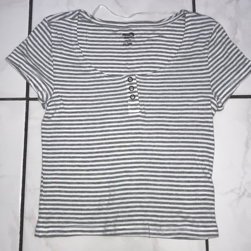 Mossimo Grey and White Stripe Crop Top
